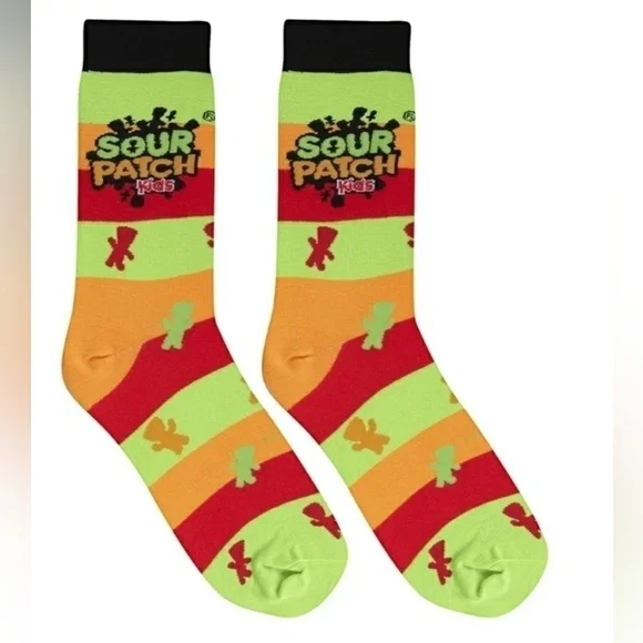 4/$25 Sour Patch Kids Crazy Socks New Unisex Novelty Crew Socks - Picture 2 of 6